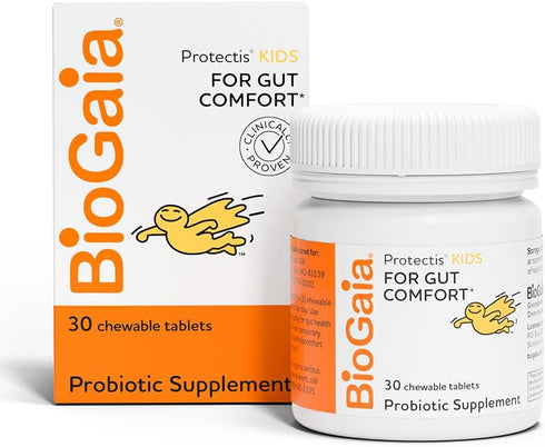 BioGaia Protectis Kids Probiotic for Ages 3+, Eases Digestive Issues, 30 Day Supply, Allergen Free