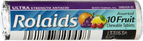 Rolaids Ultra Strength Tablets - Fruit, 10 Count (Pack of 12)