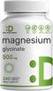 Magnesium Glycinate 500mg, 240 Veggie Capsules, Chelated for Easy Absorption for Muscle and Joint Health