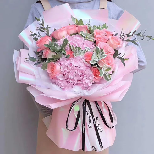 MLSG 20 Sheet Waterproof Floral Bouquet Wrapping Paper for Wedding Birthday Gift DIY (Lotus Color)