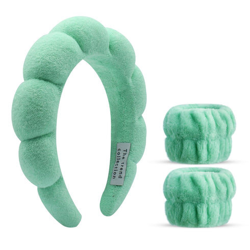 Spa Headbands for Washing Face - 3 Pc Set of Skincare Headbands with Wristbands, Cute Hair Accessories