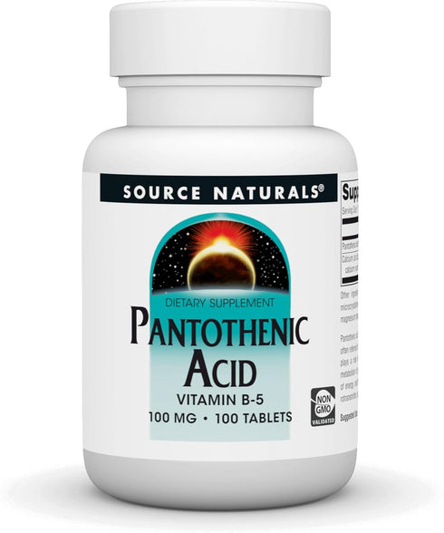 Source Naturals Pantothenic Acid 100 mg Vitamin B-5 Dietary Supplement, 100 Tablets