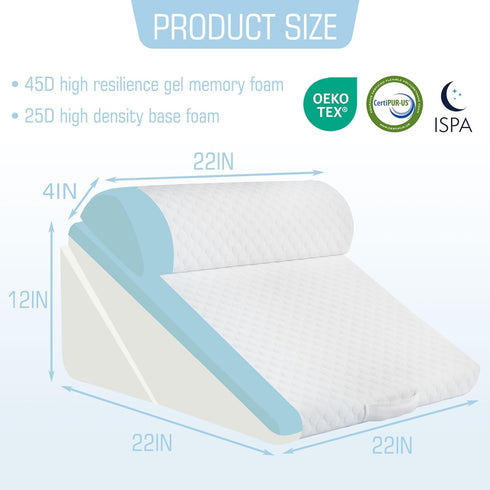 Ziiyllean 3Pcs 9&12 Inch Orthopedic Bed Wedge Pillow for Sleeping, Adjustable Memory Foam Wedge Pillow Post Surgery