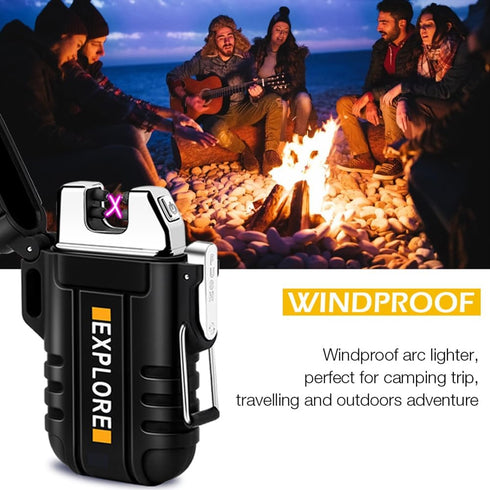LcFun Waterproof Electric Lighter, Dual Arc USB Rechargeable Flameless Plasma Lighters for Camping, Hiking, Gifts for