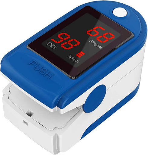 Concord Basics Blue Fingertip Pulse Oximeter Blood Oxygen Saturation Monitor with Carrying Case, Batteries, Silicone Cover and Lanyard