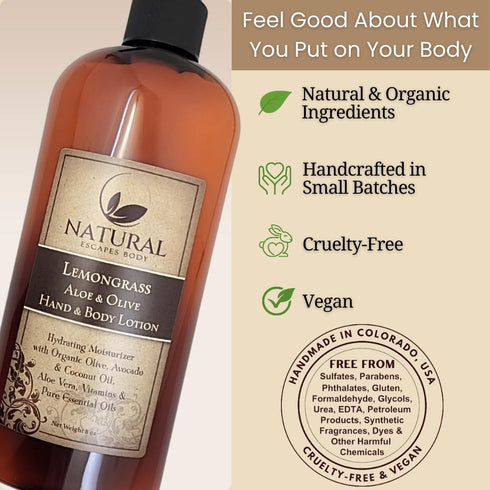 Moisturizing & Firming Lemongrass Body Lotion & Hand Cream, 8oz Natural Moisturizer for Dry Skin