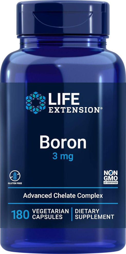 Life Extension Boron 3mg 180 Veg Caps - Triple Boron Complex with Boron Citrate, Glycinate, Aspartate