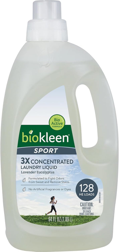 Biokleen Sport Laundry Detergent, 128 HE Loads, Eco-Friendly, Non-Toxic, Plant-Based