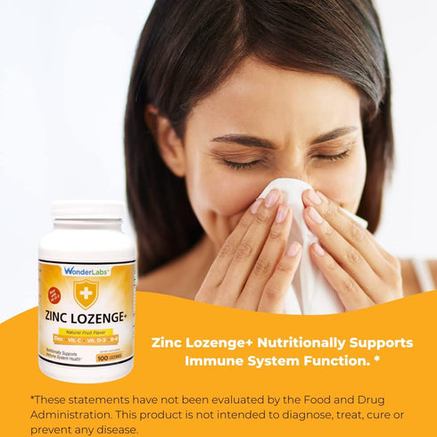Zinc Lozenges with Vitamin C - Fruit Flavored Immune Support Lozenges, 25mg Zinc + 30mg Vitamin C, 100 Lozenges