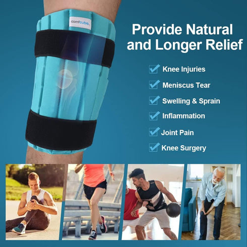 Ice Pack for Knee After Surgery - 2 Hours Long Lasting Cold Therapy Flexible Wrap for Knee Injuries, Pain Relief, Green