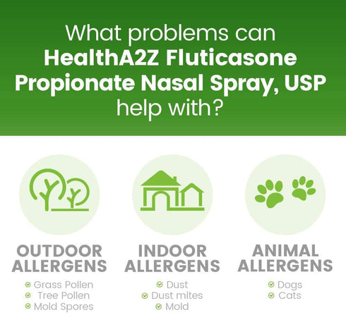 HealthA2Z 50 24 144 0.62 oz. (18.2mL) (0.62 oz. (Pack 2)) Fluticasone Propionate Nasal Spray | mcg per Spray | Hour