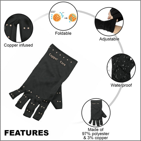 Copper Care Copper Infused Compression Gloves Large, XLarge, XXLarge (One Pair)