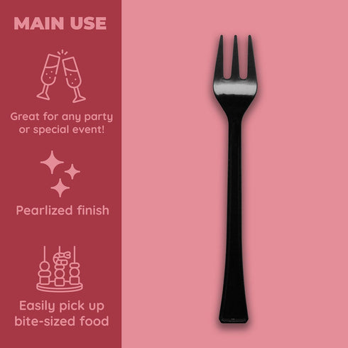 Jacent 48 Count Black Mini Appetizer Forks - 1-Pack