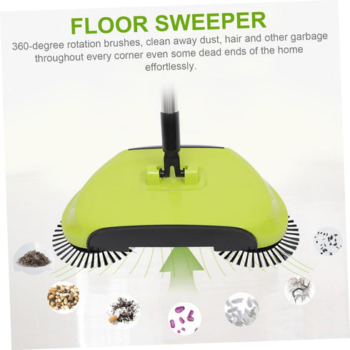 3 in 1 Push Sweeper Carpet Broom - Manual Push Floor Sweeper and Dustpan for Household Cleaning