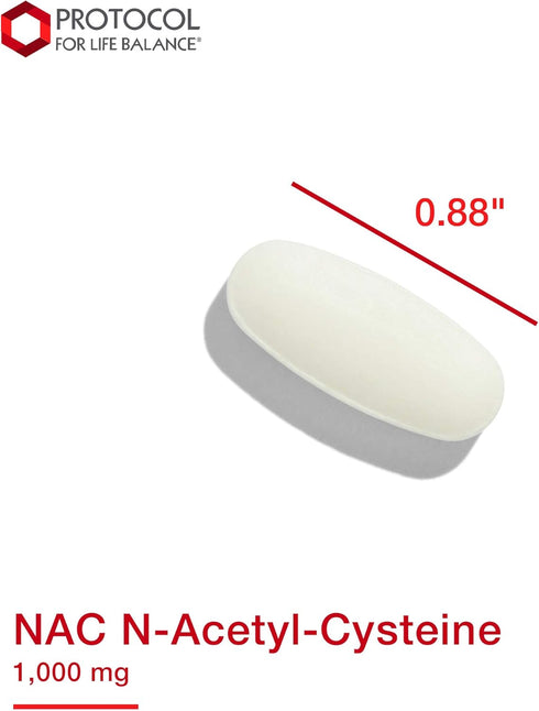 Protocol NAC 1,000mg - N-Acetyl-Cysteine Supplement for Glutathione Production & Respiratory Function - 120 Tabs