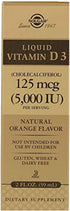 Solgar Liquid Vitamin D3, 125 mcg (5,000 IU), 2 fl oz, Natural Orange Flavor, 59 Servings