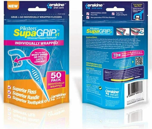 50 Individually Wrapped Dental Floss Picks for Teeth Oral Care, Advance Flosser Toothpick