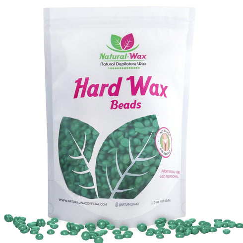 Natural Wax Hard Wax Beans, 100% Organic Hair Removal Wax Beads for Brazilian Waxing, Large Refill (16 oz)