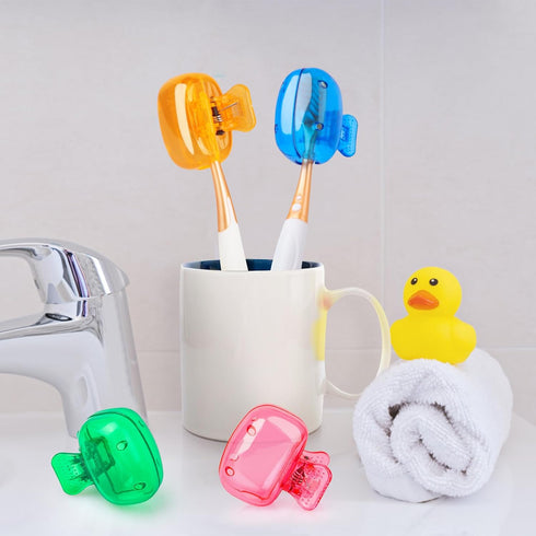 4 Pack Travel Toothbrush Head Covers, Protective Plastic Clip for Household Travel, Bathroom, School, Camping