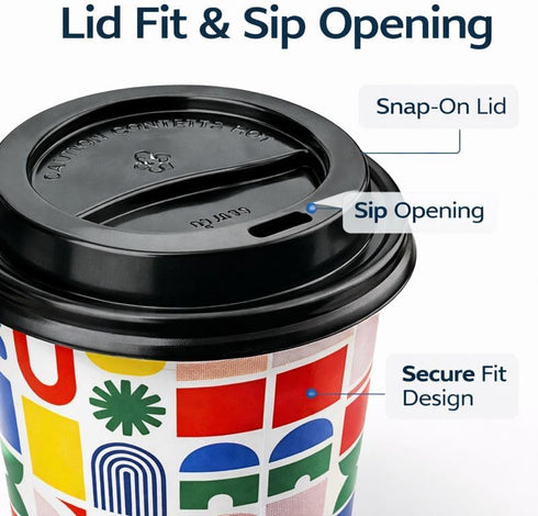 K3M 12 oz 40 Count, Insulated Hot Cups with Lids, Disposable Coffee Cups for Home, Office, Parties, Meetings, Travel
