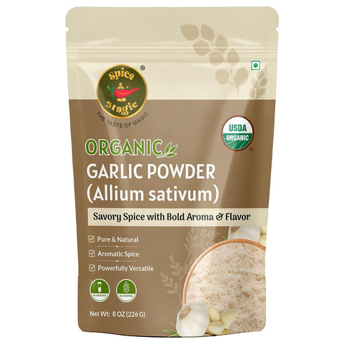 Spice Magic Organic Garlic Powder (Allium sativum),8 oz (226 g) | Finely