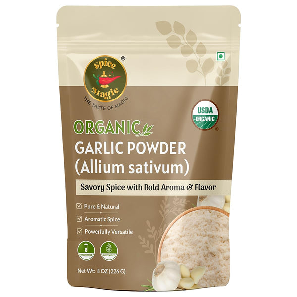 Spice Magic Organic Garlic Powder (Allium sativum),8 oz (226 g) | Finely