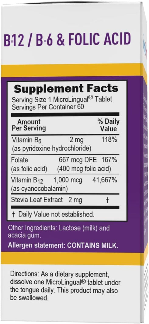 Superior Source No Shot Vitamin B-12, 1000 mcg, B-6, Folic Acid 400 mcg, 60 Sublingual Tablets