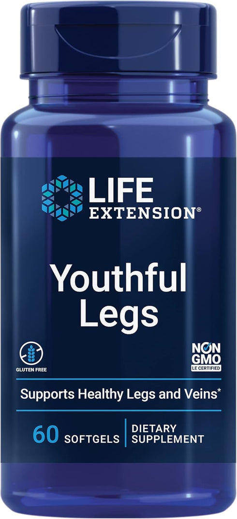 Life Extension Youthful Legs, Healthy Vein and Leg Support Supplement for Women, 60 Counts