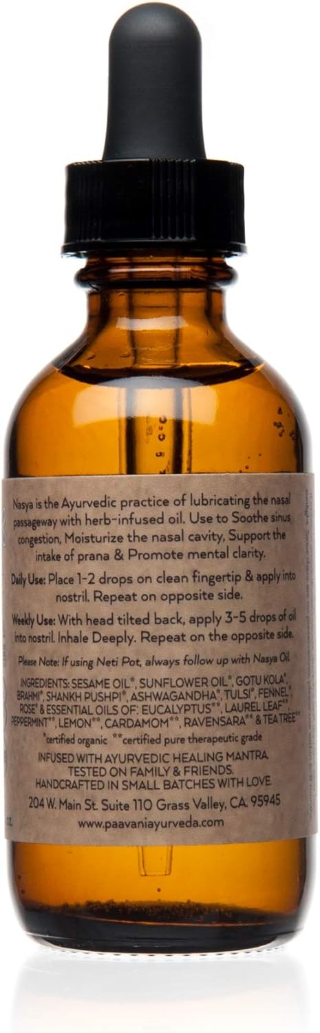 PAAVANI Ayurveda Nasya Oil, Ayurvedic Nasal Cleaner & Moisturizer Drops for Sinus Relief (2 oz)