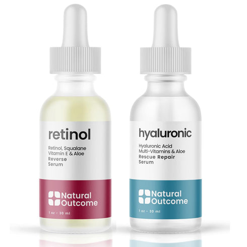 Hydrating Hyaluronic Acid Serum and Retinol Facial Serum Set, 1 oz Each, Vegan & Cruelty Free