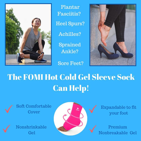 FOMI Hot Cold Ankle Foot Gel Ice Pack Wrap | Premium Comfort 360 Degree Solid Gel Cooling Compression (Pink)