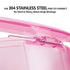 Transparent Pink Travel Denture Case with Brush, Leak Proof Denture Cleaning Container for False Teeth
