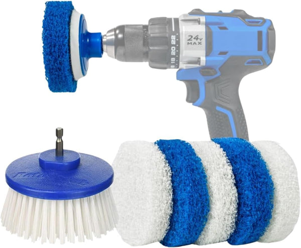Bathroom Cleaning Scrub Pads with Drill Powered Scrub Brush, Combo Kit for Efficient Cleaning