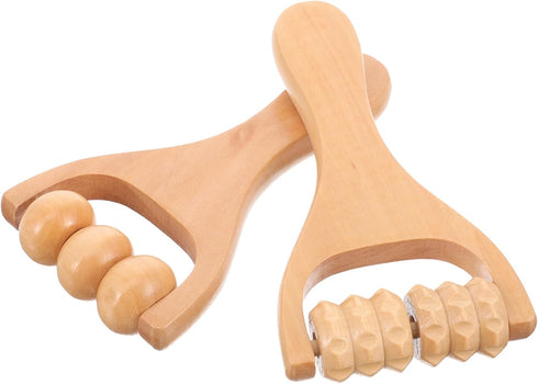 SHINEOFI 2Pcs Wooden Massage Roller, Hand Muscle Roller Stick, Bead Massage Tool for