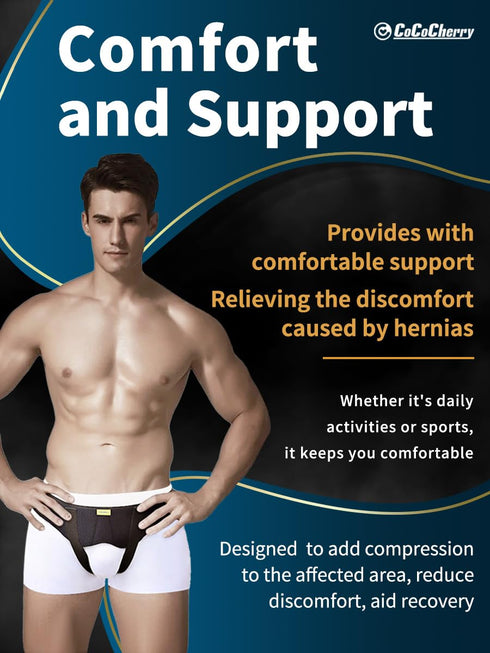 Hernia Support Belt for Men, Inguinal Hernia Recovery Strap with 2 Removable Compression Pads, Comfortable Material (XL)