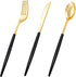 I00000 60 Pcs Gold Silverware Set, Heavy Duty Black and Gold Plastic Cutlery, Includes 20 Forks, 20 Knives, 20 Spoons
