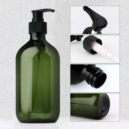 Yebeauty Pump Bottles, 17oz/500ml Liquid Soap Dispenser, Large Empty Plastic Refillable Containers, 2 Pack Green