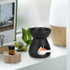 ComSaf Aromatherapy Essential Oil Burner - Set of 1 Ceramic Oil Diffuser Candle Tealight Holder (Black)