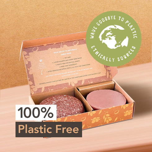 Wave Argan Oil Shampoo Bar & Conditioner Bar Set - Handmade Moisturizing Solid Bars for All Hair Types - Vegan &