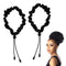 Sibba Hair Scrunchies, Satin Tie 2 PCS Adjustable Ponytails Holder, Invisible Black Silk Soft Elastic Bands