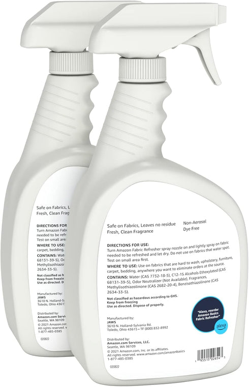 Amazon Basics Fabric Refresher Spray - Fresh Scent, 32 fl oz, Pack of 2