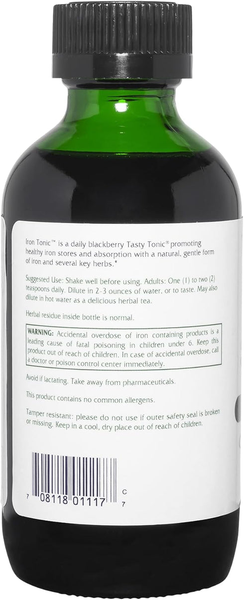 Vitanica Iron Tonic, Liquid Iron Supplement, Vegan, 4 Ounce, Red Blood Cell Support