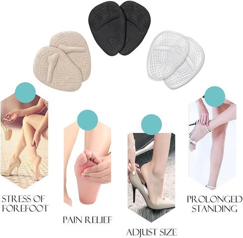 Kefee Metatarsal Pads - 12 pcs Soft Forefoot Pads, High Heel Inserts, Shoe Filler for Too Big Shoes Women, Beige,