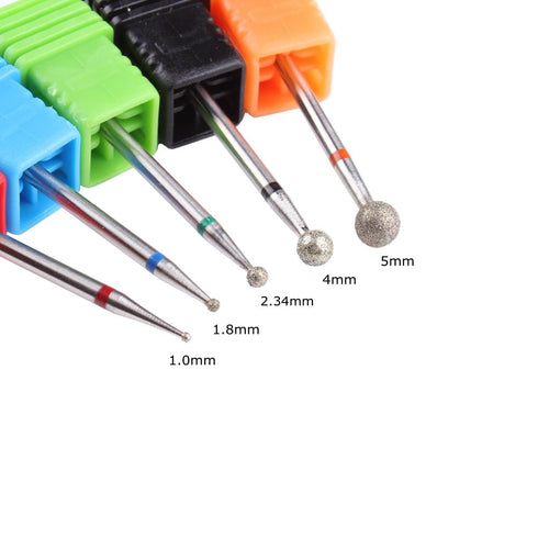 MZCMSL 5PCS Nail Drill Bits - Ball Head 3/32 Diamond Cuticle Bit for Electric Nail File Machine