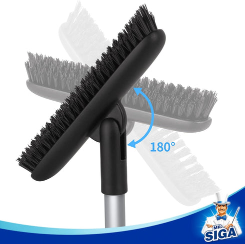 MR.SIGA Heavy Duty Grout Scrub Brush with Long Handle, Tile Scrub Brush for Cleaning