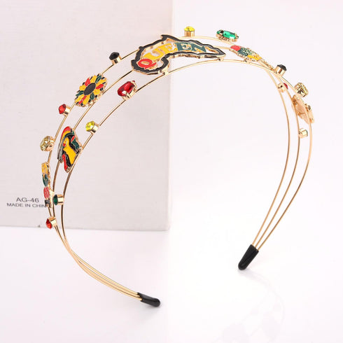Juneteenth Headband with Africa Black Queen Charms, Hair Hoop, Party Accessory Gifts