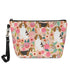 Mumeson Small Toiletry Cosmetic Handy Bag for Women, Pink Floral Beagles Zipper Closure Travel Pouch