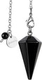 JADENOVA Pendulum Crystal Necklace - Natural Obsidian Crystal Pendulums for Divination, Dowsing, Chakra Reiki Healing