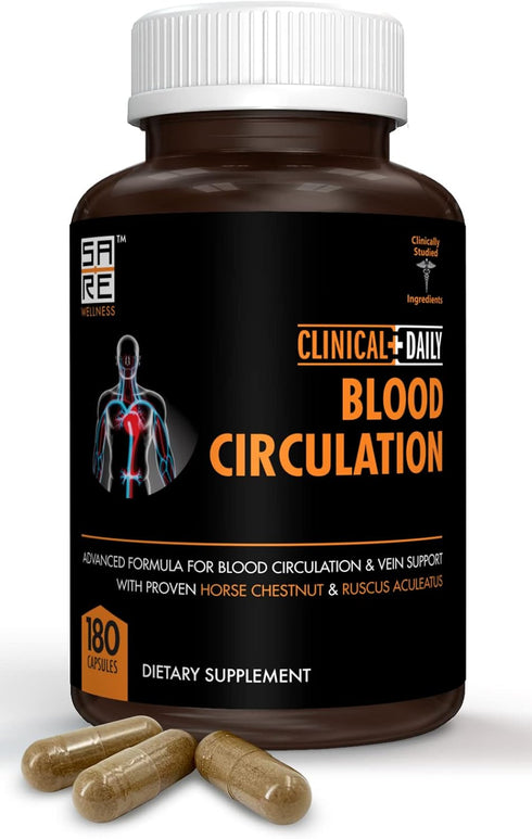 Clinical Daily Blood Circulation Supplements, Varicose Veins Treatment for Legs, 180 Capsules, Diosmin, Arginine,