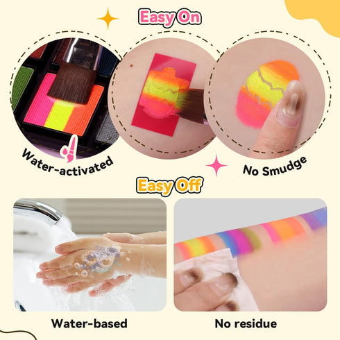 Janolia Face Painting Kit for Kids, Rainbow Split Cake Water Activated Face Paint, Ideal for Halloween and Carnival